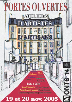 Portes Ouvertes - affiche créée par Artistes sans Frontières Portes Ouvertes du 14e, organisé par Monts14, affiche créée par Artistes sans Frontières