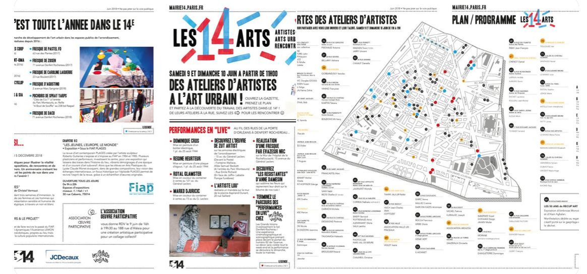 le plan du parcours, Portes Ouvertes et Art Urbain, 2018