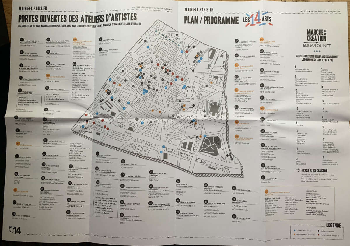 14 ARTS - le plan des ateliers ouverts
