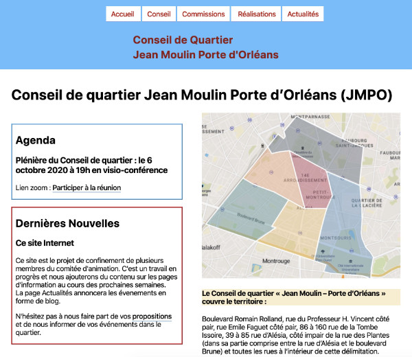 Première version du site du conseil de quartier jmpo